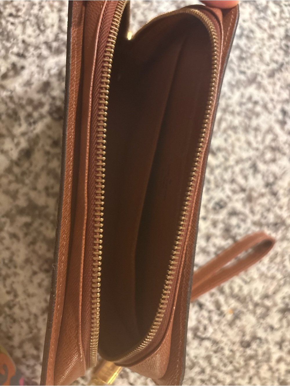 Louis Vuitton Monogram Zip Wristlet in Brown and Tan with Gold Hardware - Picture 2 of 5